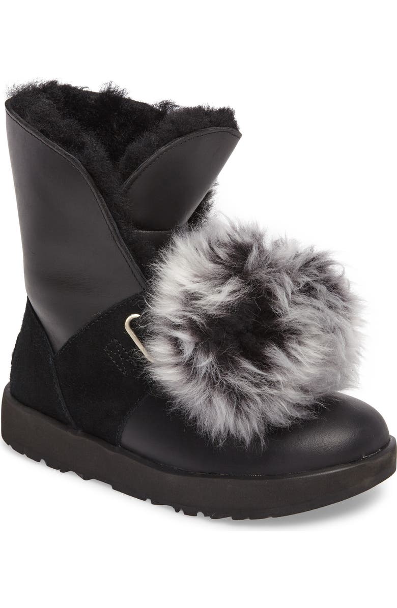 UGG<sup>®</sup> Isley Genuine Shearling Pompom Waterproof Boot, Main, color,