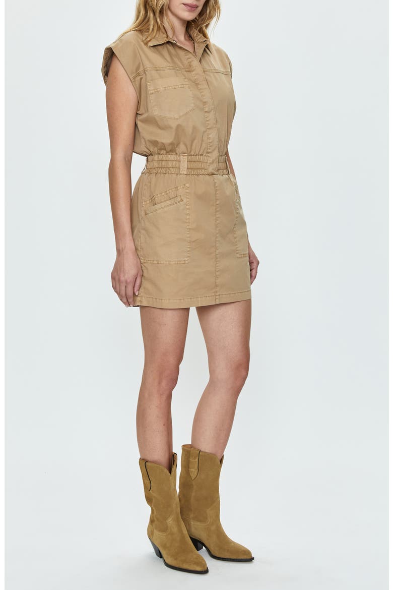 Rosie Cap Sleeve Stretch Cotton Minidress, Alternate, color, COCONUT