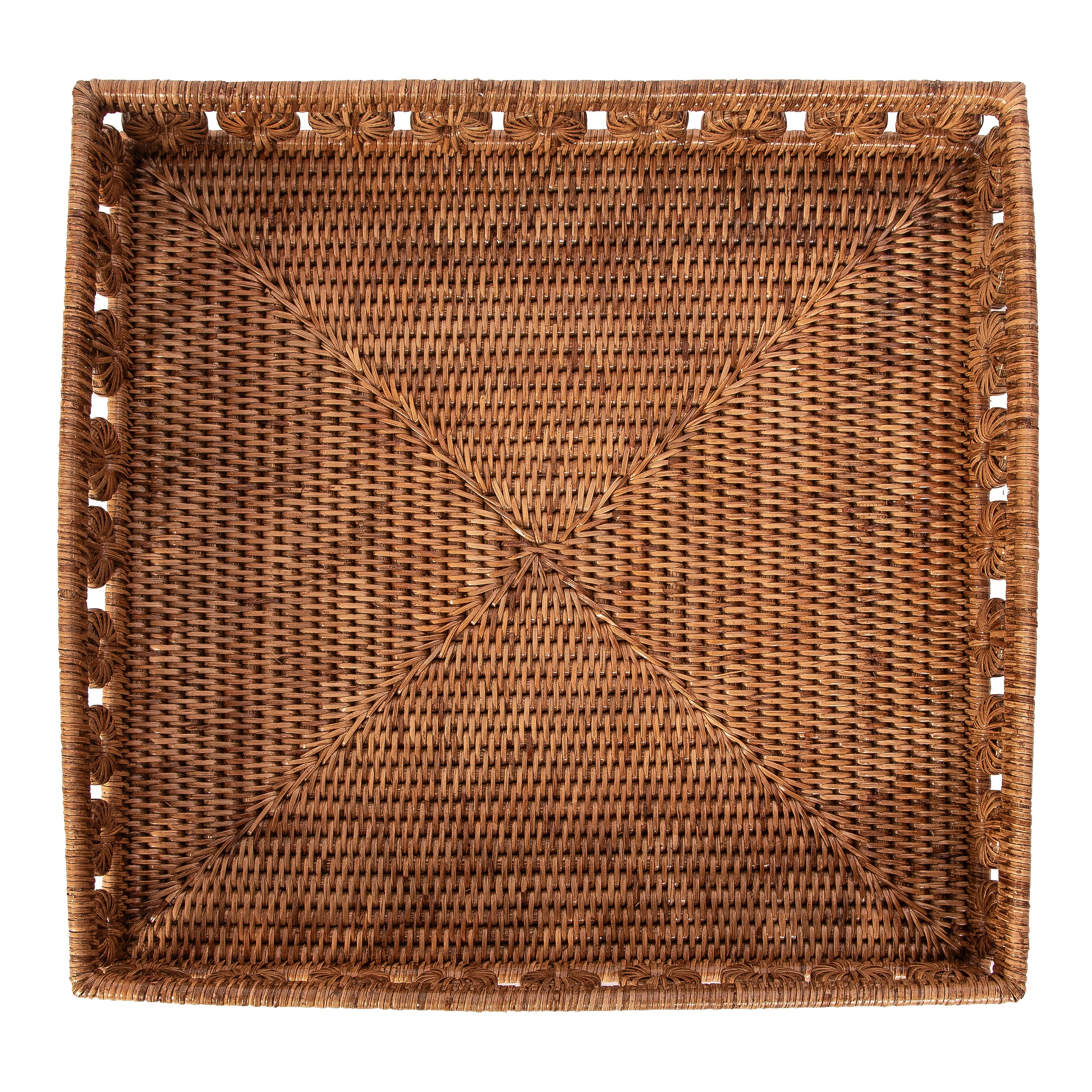 Artifacts Trading Company™ Inna Rattan Square Tray with Glass Insert ...