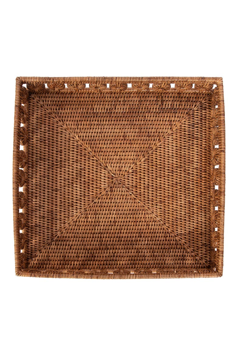 Inna Rattan Square Tray, Alternate, color, Honey Brown