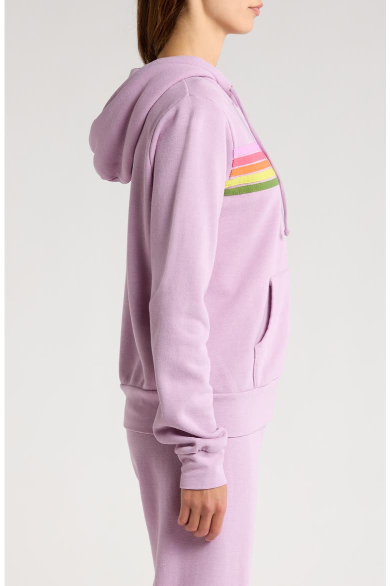 5-Stripe Zip Hoodie, Alternate, color, MAUVE/ PINK GREEN