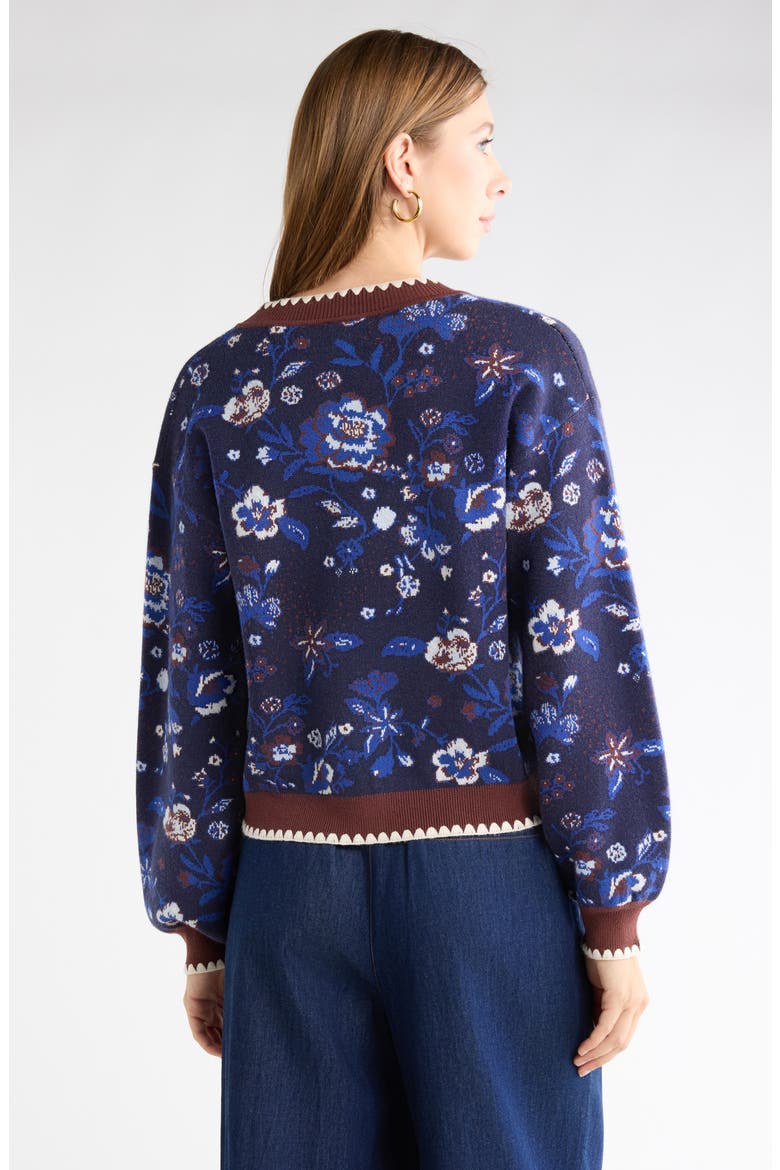 V-Neck Cardigan, Alternate, color, BLUE LULU FLORAL