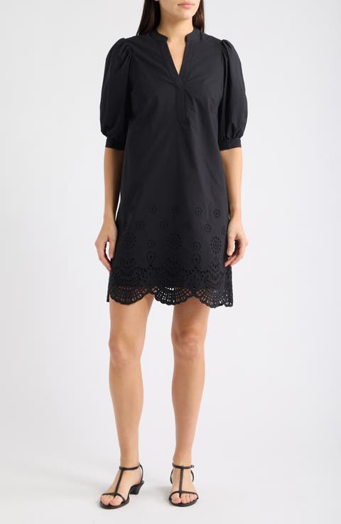 Mialeigh Eyelet Detail Cotton Shift Dress