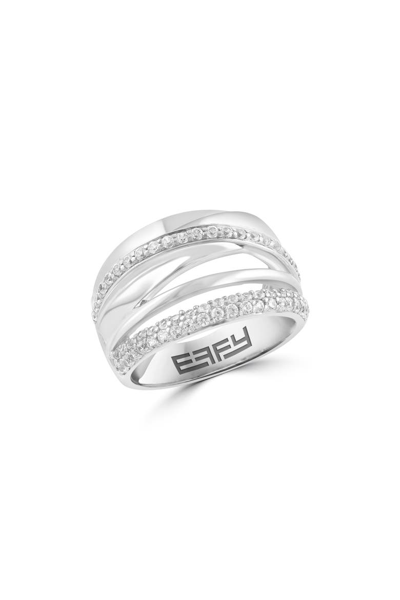 Sterling Silver White Ziron Band Ring, Main, color, WHITE