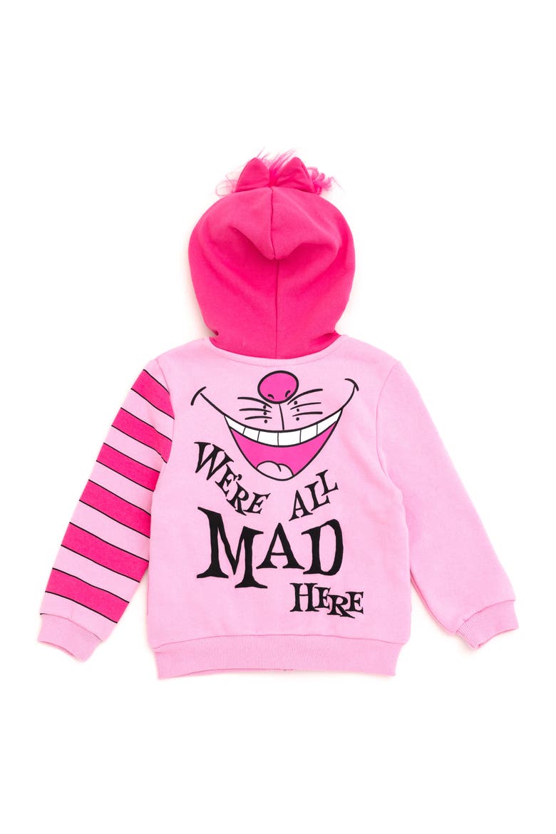 Alice in Wonderland Cheshire Cat Fleece Zip-Up Hoodie, Alternate, color, Cheshire Cat Pink
