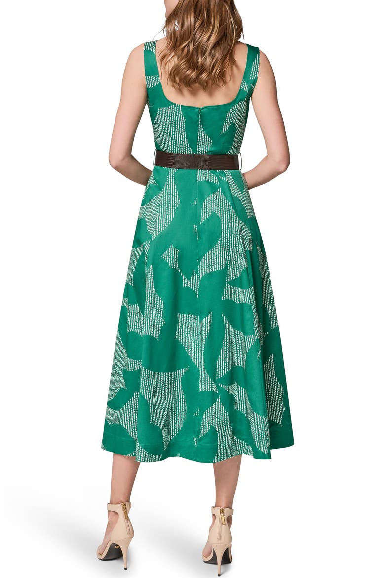 Belted A-Line Dress, Alternate, color, LAWN/ CREAM