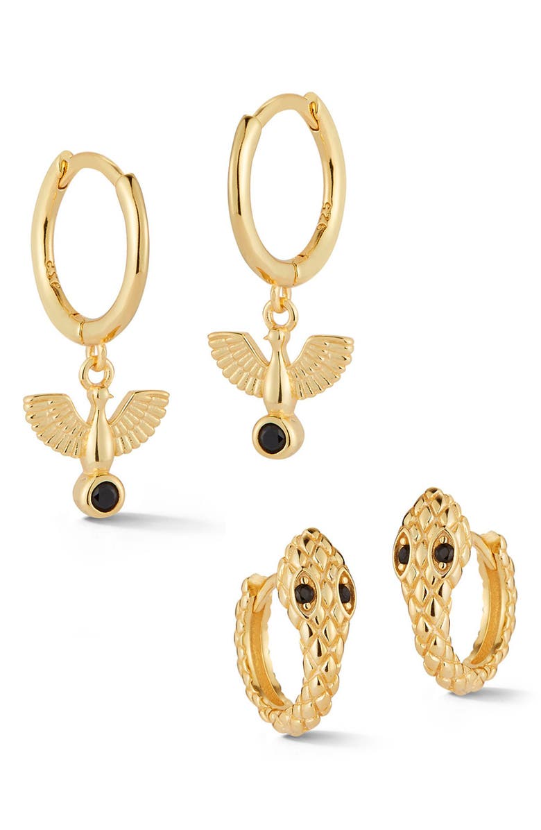 GLAZE JEWELRY CZ Huggie Hoop Earrings Set, Main, color, Gold