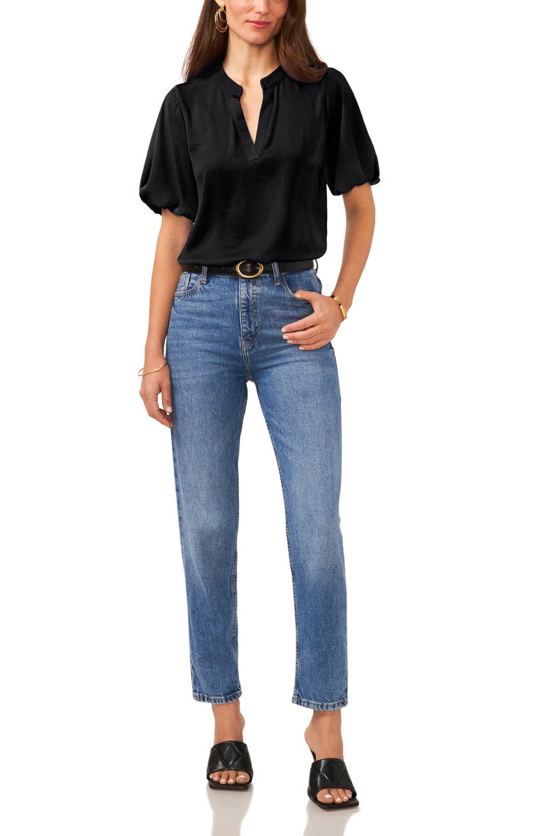 Vince Camuto Hammered Satin Puff Sleeve Top, Alternate, color, 