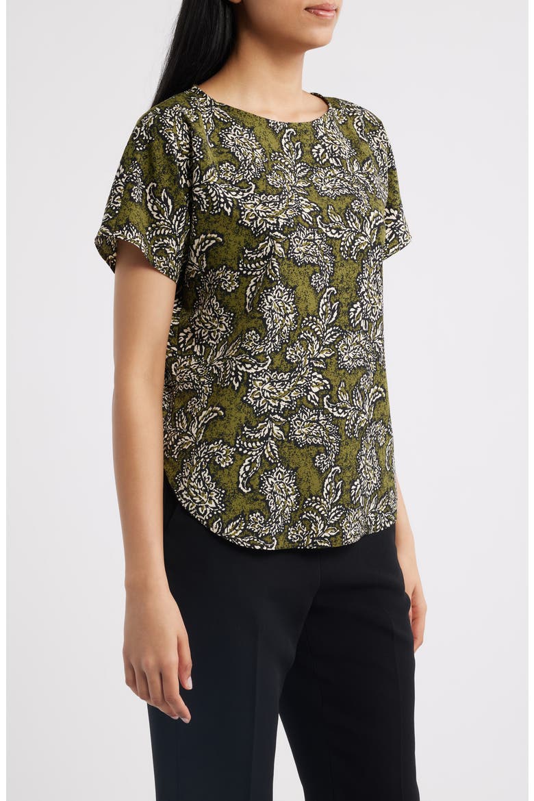 Paisley Print Short Sleeve Top, Alternate, color, BAY LEAF MULTI