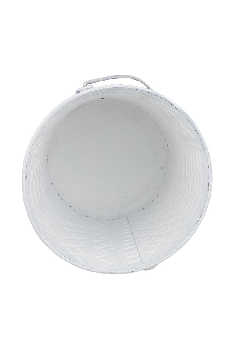 Multi Pattern Bucket Planter Metal & Wood, Alternate, color, White