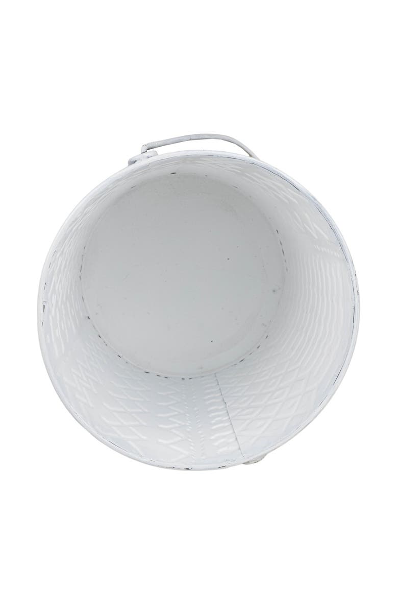 Foreside Home and Garden Multi Pattern Bucket Planter Metal & Wood, Alternate, color, White