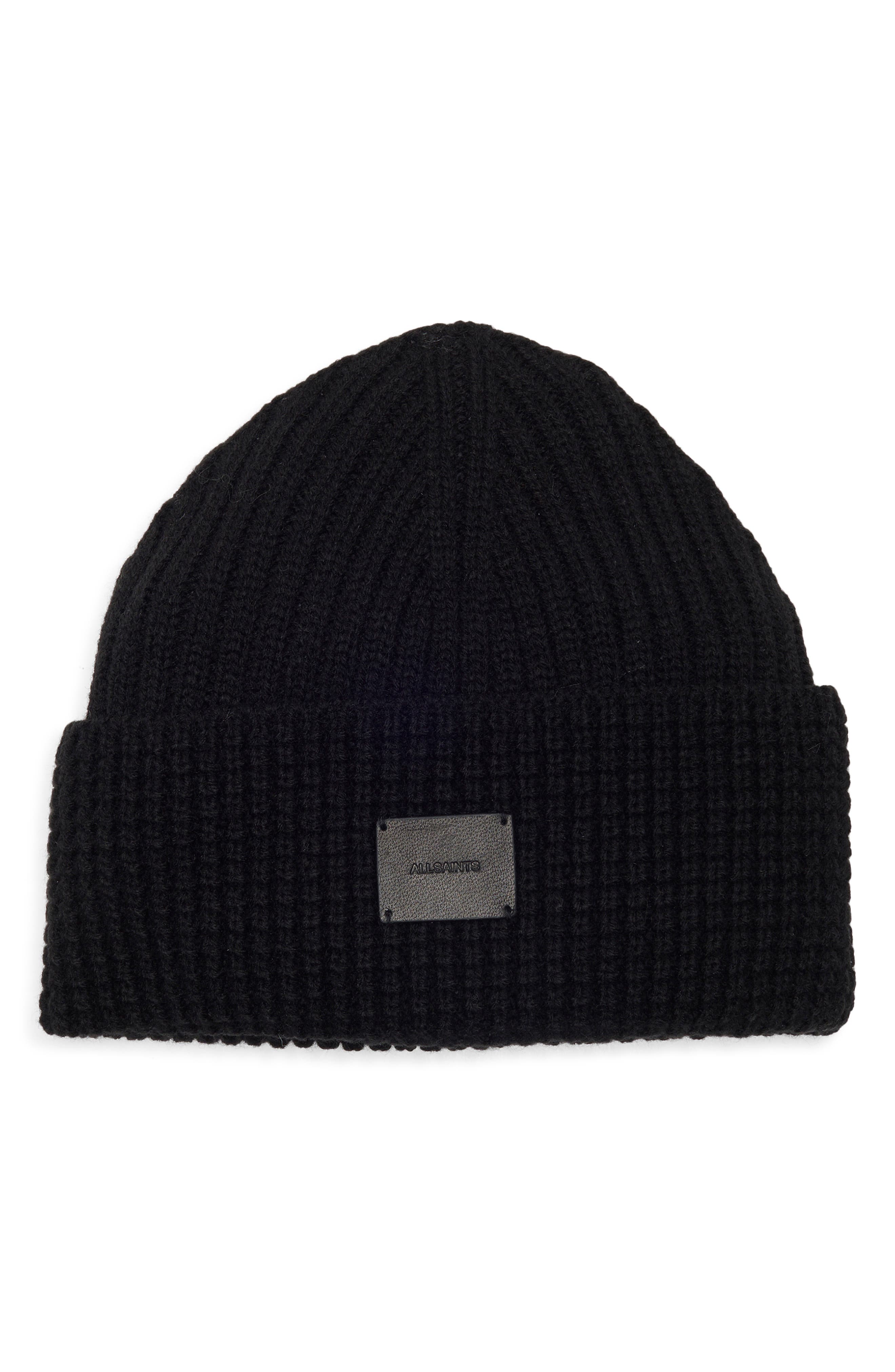 AllSaints Logo Patch Cuffed Beanie