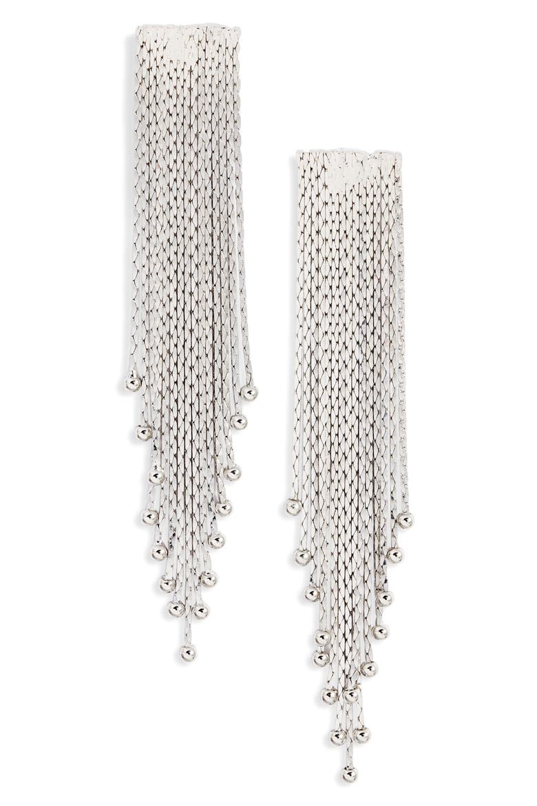 Twilight Waterfall Fringe Earrings, Main, color, SILVER