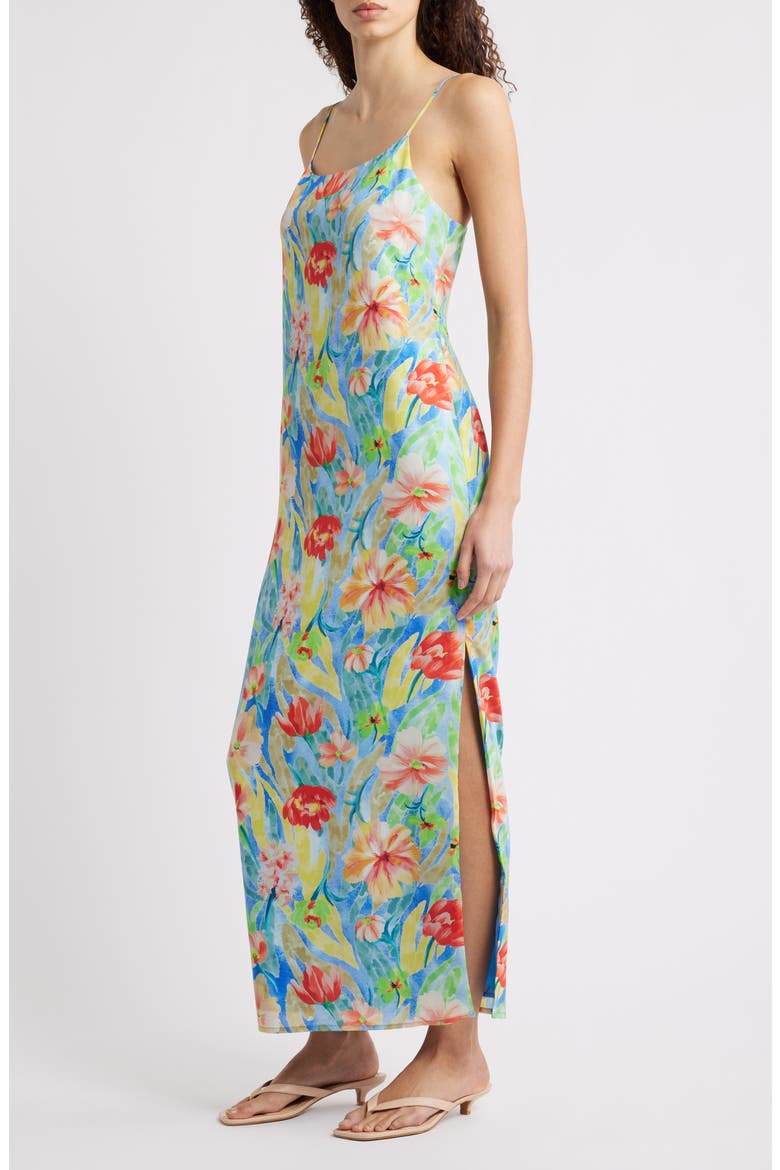 Floral Scoop Neck Maxi Dress, Alternate, color, BLUE MULTI