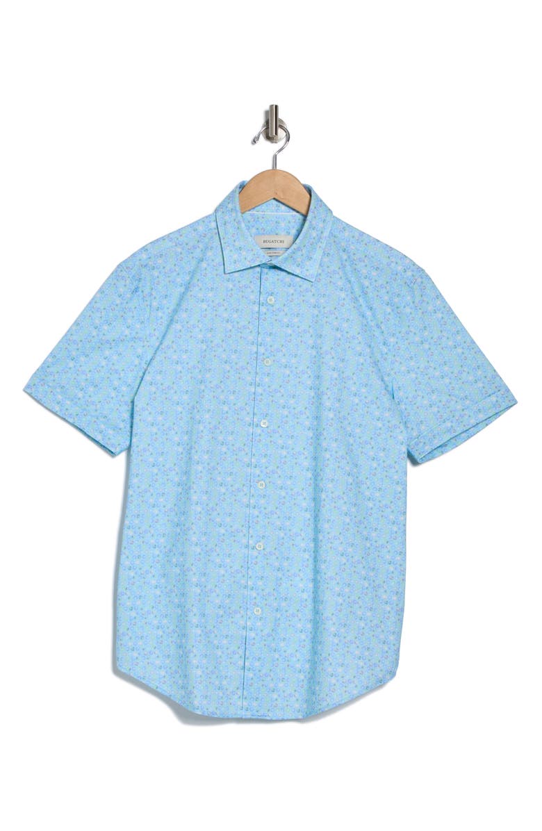 Bugatchi Miles Short Sleeve Stretch Cotton Button-Up Shirt, Alternate, color,