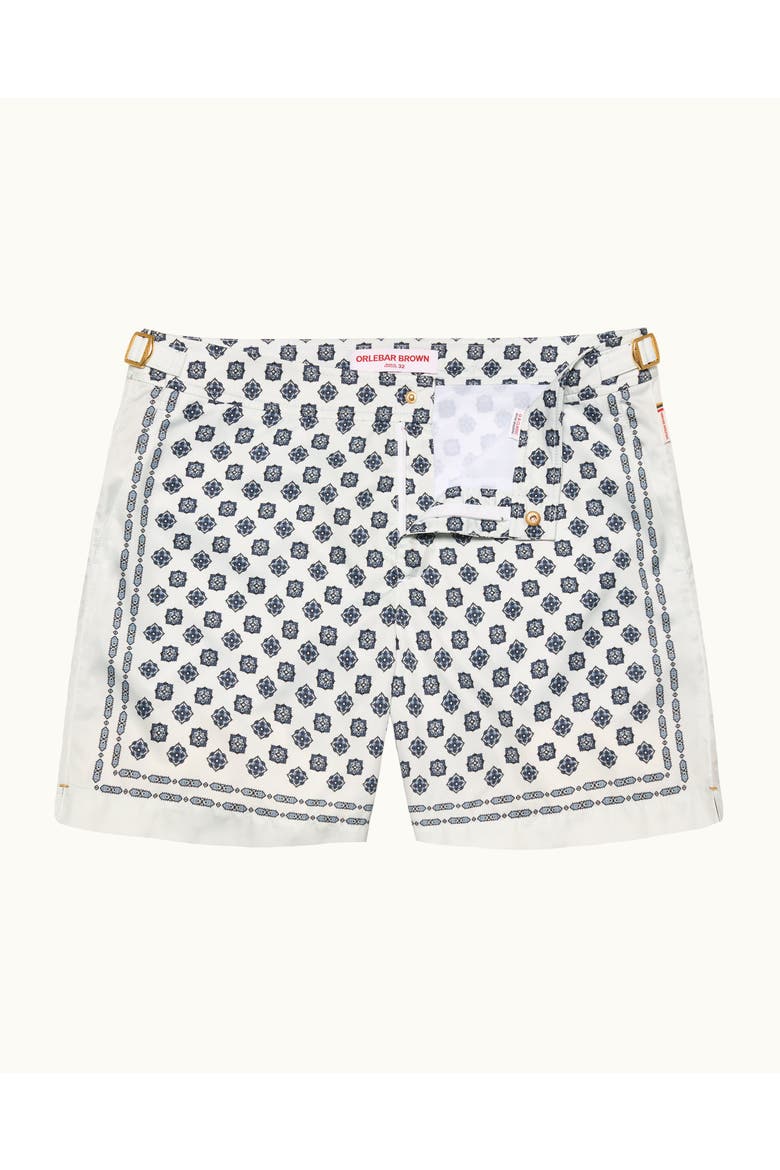 Bulldog Exclusive-Print Mid-Length Swim Shorts, Main, color, WHITE SAND