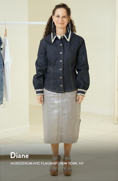 トップス septem Cinq à Sept Rhinestone Embellished Denim Button-Up Shirt