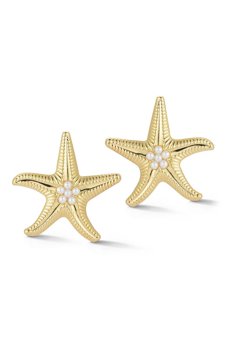 Starfish Stud Earrings, Main, color, GOLD