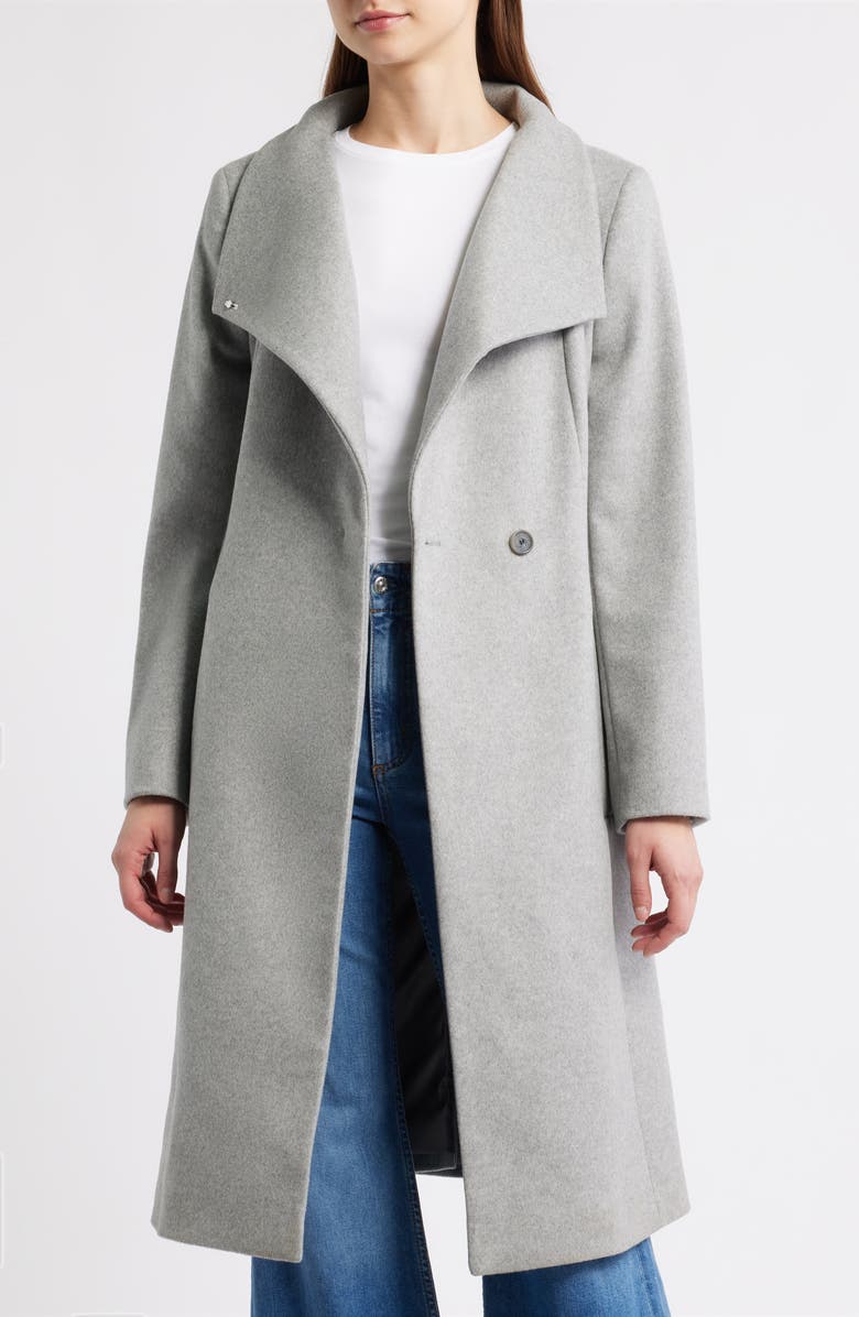 BOSS Wool & Cashmere Belted Coat, Alternate, color, Light Pastel/ Grey