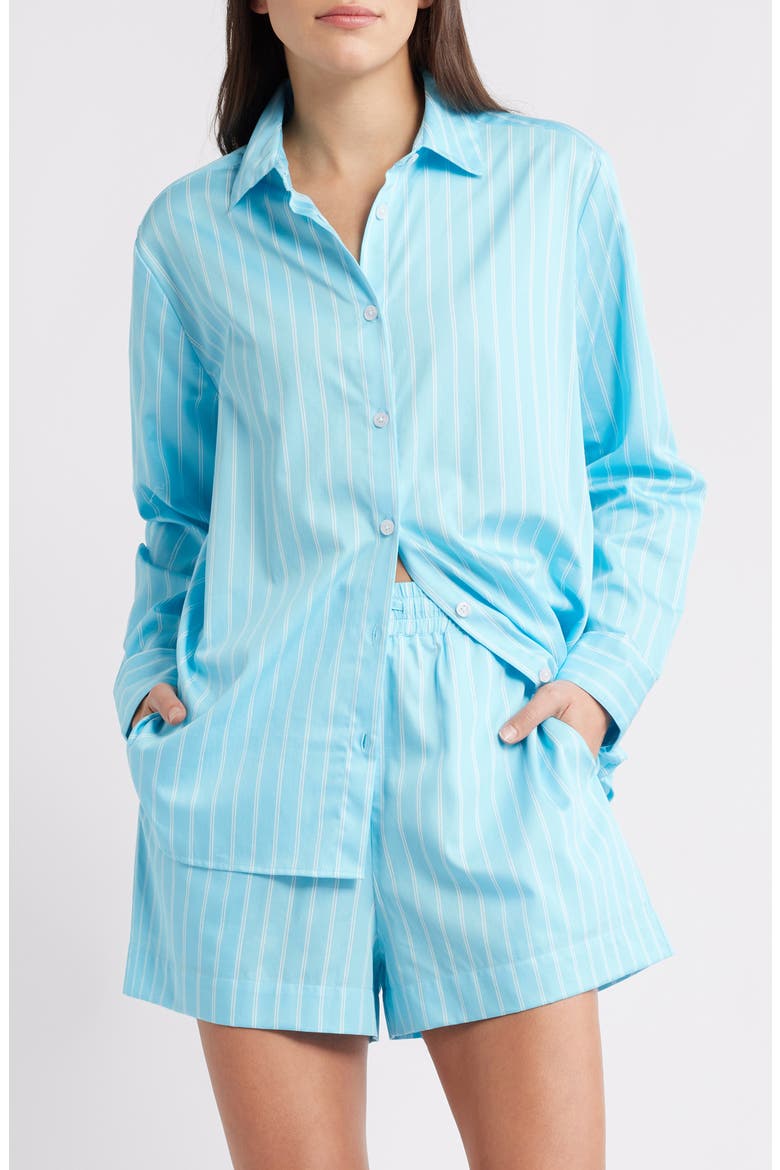 Alexis Stripe Poplin Shirt, Main, color, BLUE LAGOON