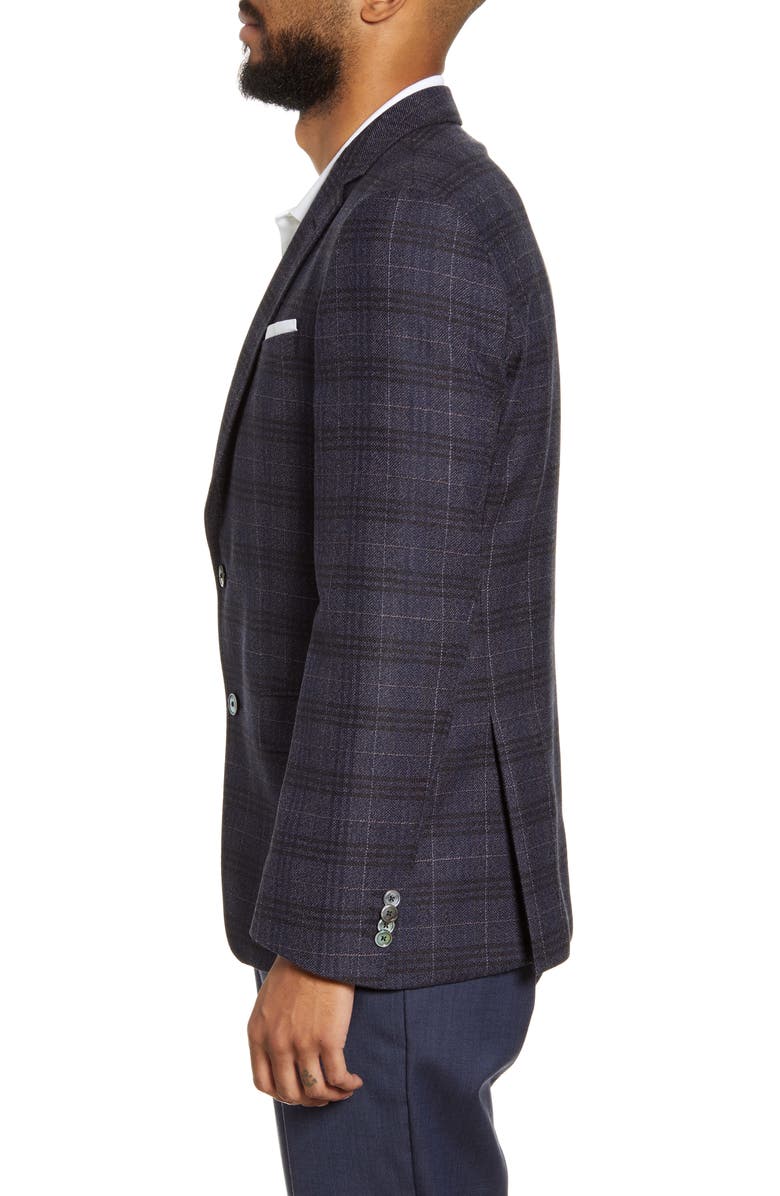 BOSS Hutsons Trim Fit Plaid Wool Sport Coat, Alternate, color,