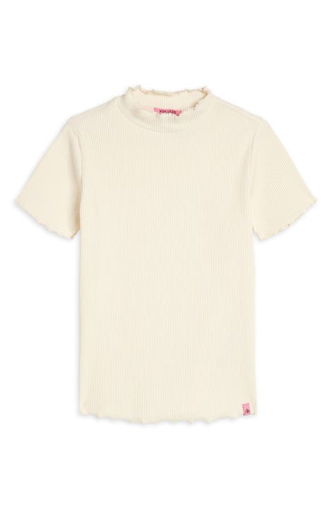 Kids' Lettuce Edge Stretch Cotton Rib T-Shirt