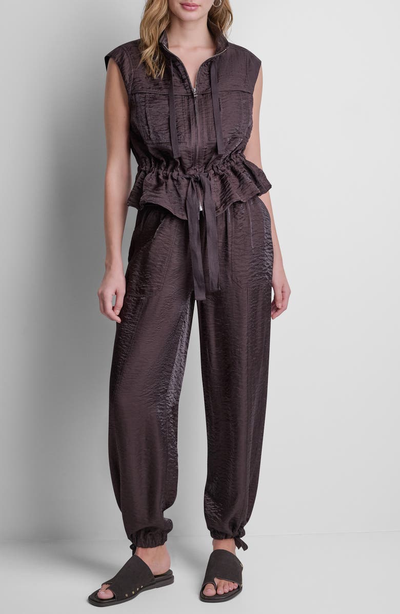 DKNY Cap Sleeve Twinkle Tie Front Vest, Alternate, color, 