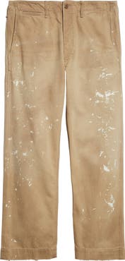 Double RL Distressed Paint Splatter Field Chinos