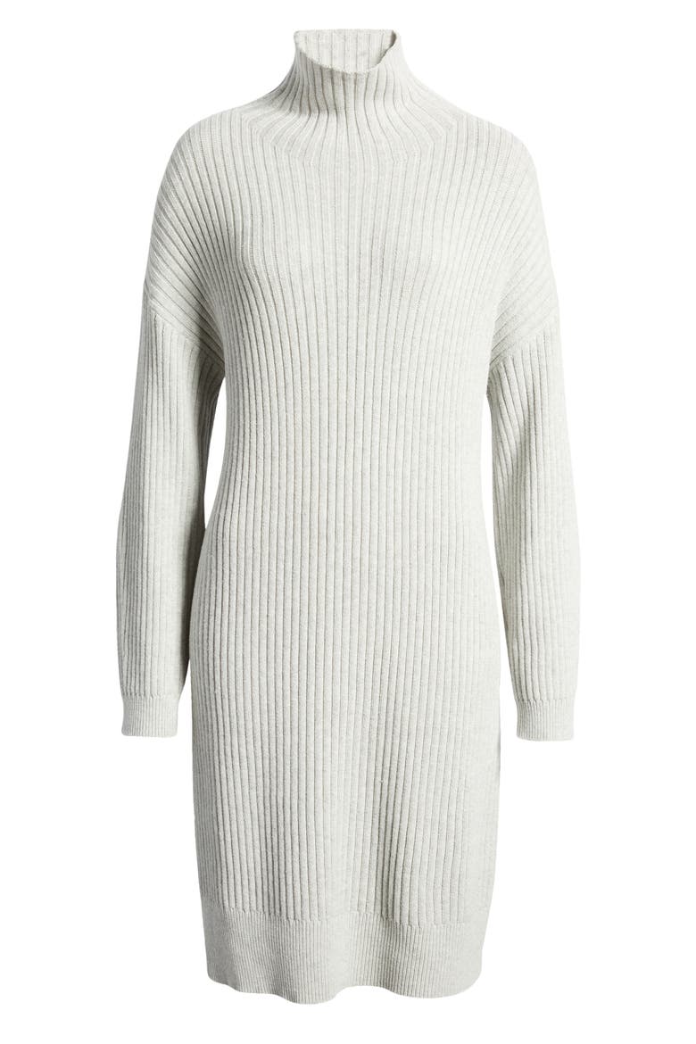 Turtleneck Ribbed Long Sleeve Sweater Dress, Alternate, color, GREY LIGHT HEATHER