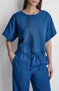 DKNY Drop Shoulder Boxy Linen Top