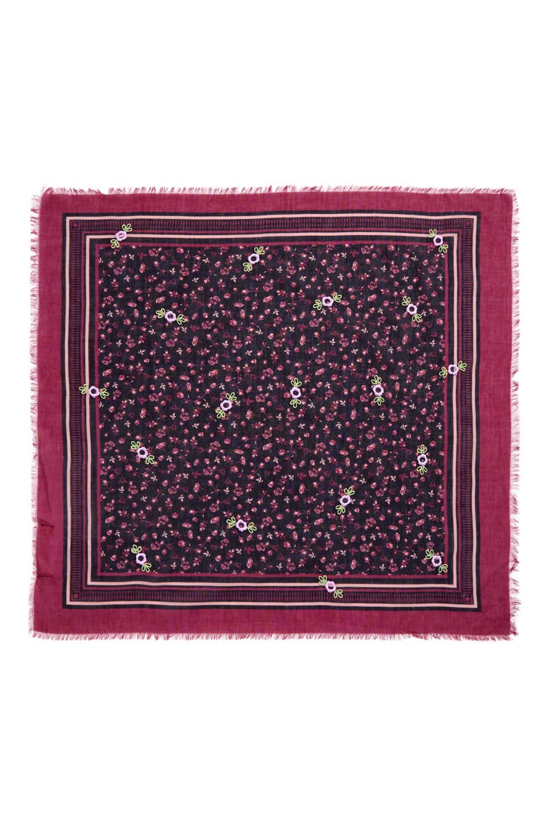 Embroidered Floral Bandana, Alternate, color, BURGUNDY MINI FLORAL