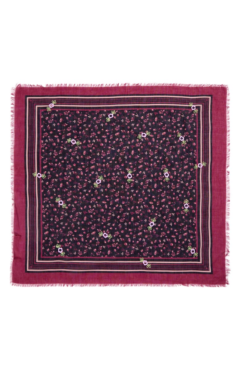 Treasure & Bond Embroidered Floral Bandana, Alternate, color, Burgundy Mini Floral