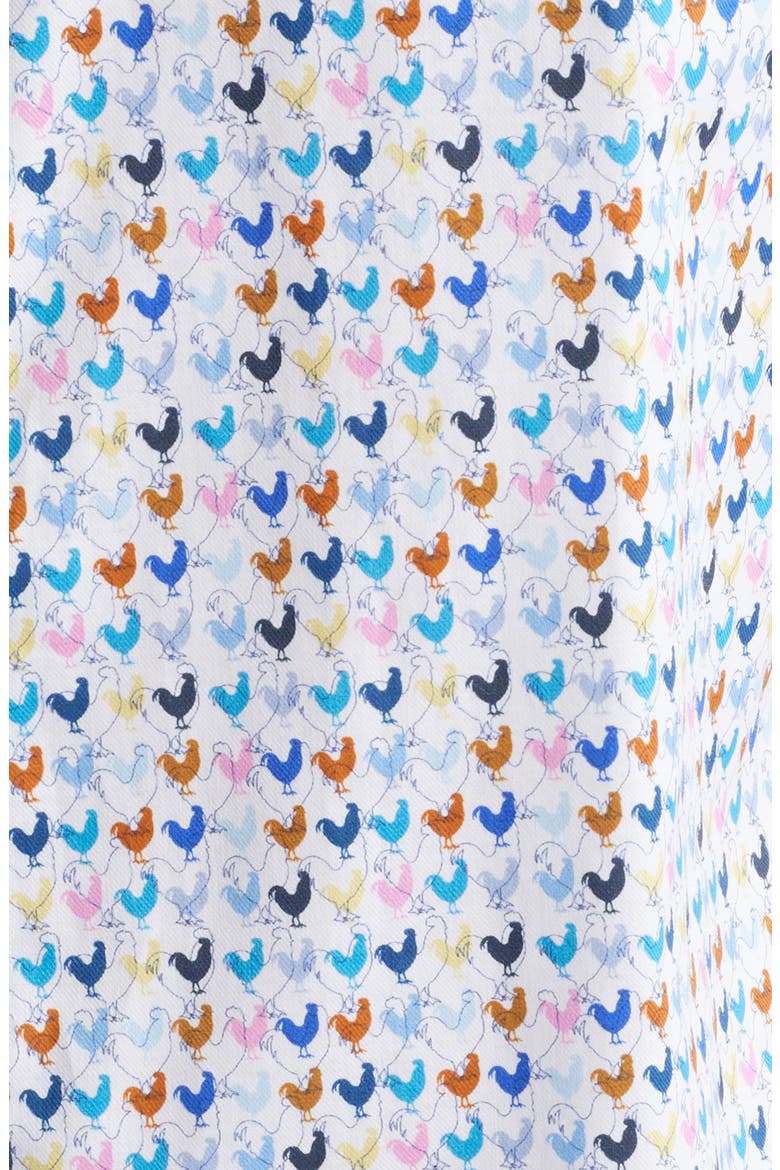 Rooster Print Short Sleeve Button-Up Shirt, Alternate, color, WHITE MULTI