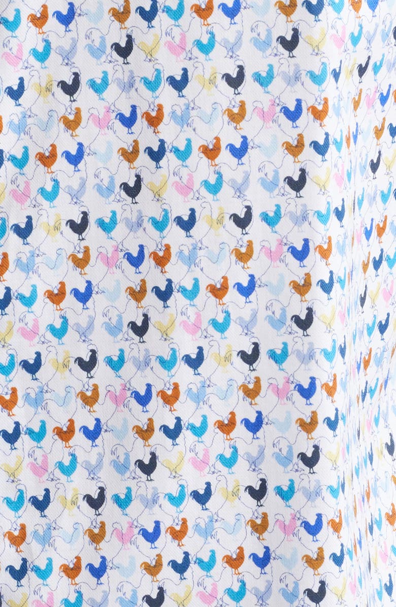 Johnston & Murphy Rooster Print Short Sleeve Button-Up Shirt, Alternate, color, White Multi