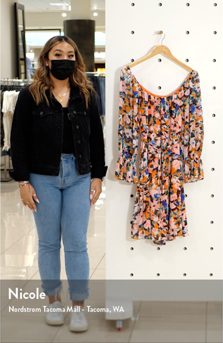 Floral Long Sleeve Crepe Dress, sales video thumbnail