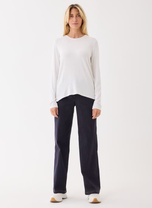 Majestic Filatures Soft Touch Semi Relaxed Long Sleeve Crewneck T-shirt In White