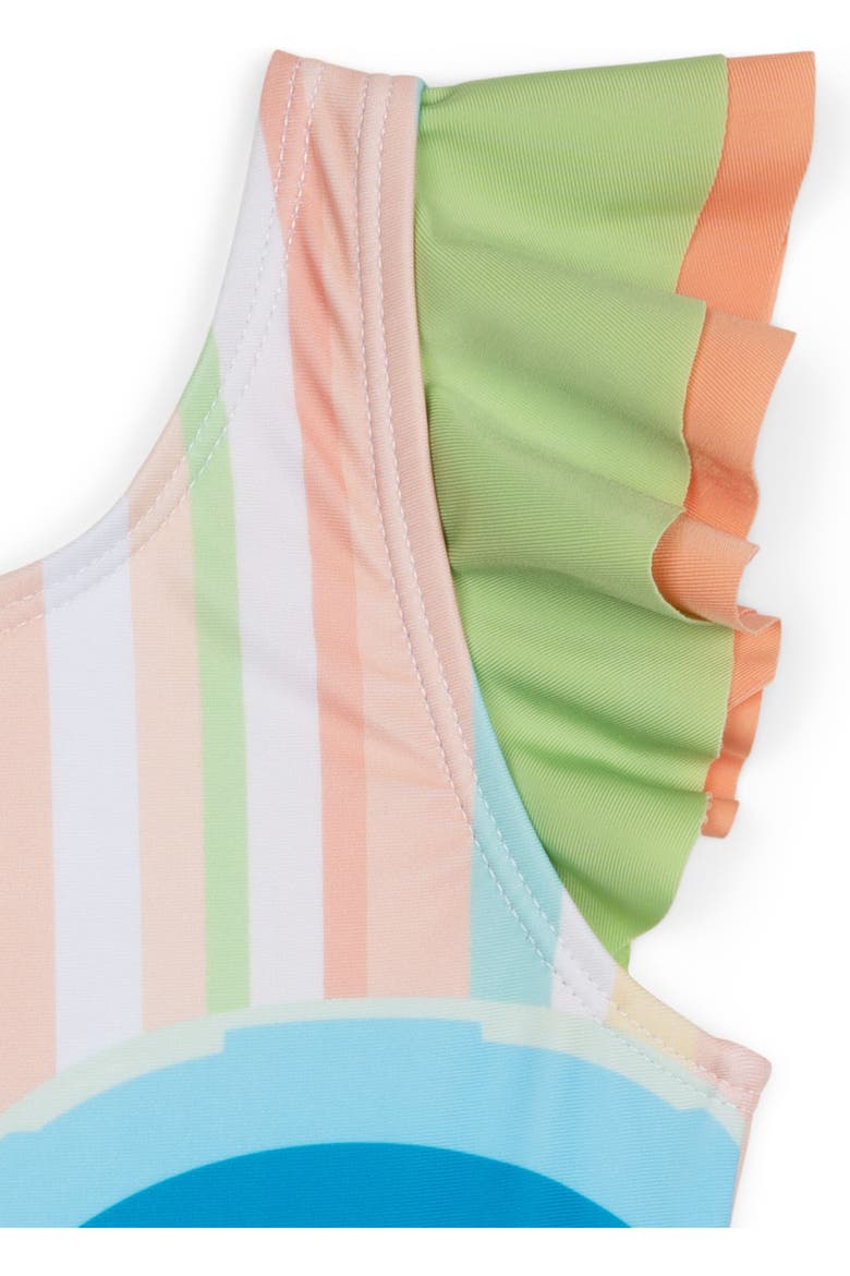 The Mandalorian Grogu One Piece Bathing Suit, Alternate, color, Grogu Pastel Stripe