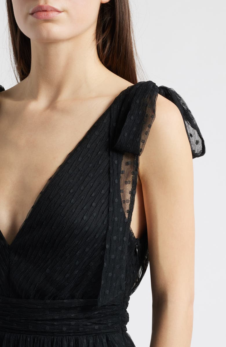 Lulus Sutton Swiss Dot Midi Dress, Alternate, color, Black