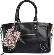 Madden Girl Faux Leather Bowler Top Handle Bag & Charm