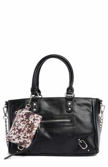 Madden Girl Faux Leather Bowler Top Handle Bag & Charm