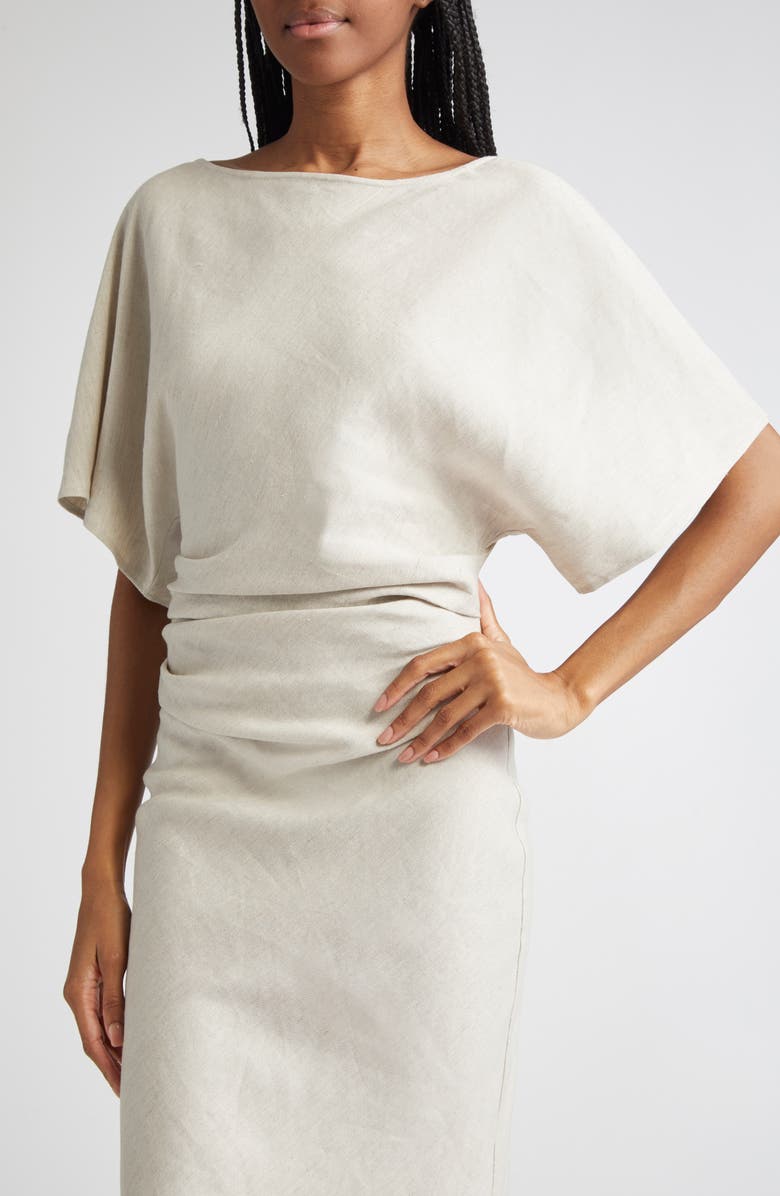 STAUD Amelie Linen Blend Dress, Alternate, color, Natural