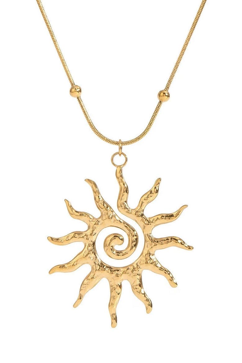 Vortex Sun Pendant Necklace, Alternate, color, Gold
