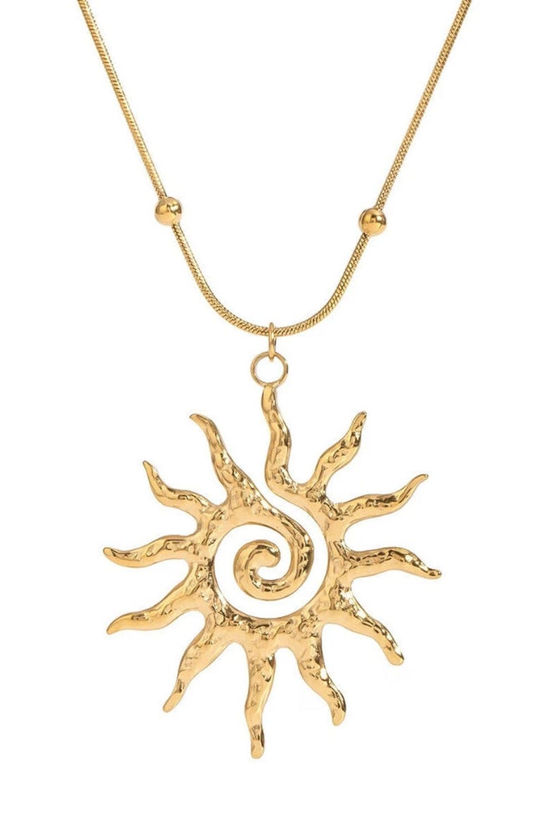 Humanist Beauty Vortex Sun Pendant Necklace, Alternate, color, Gold