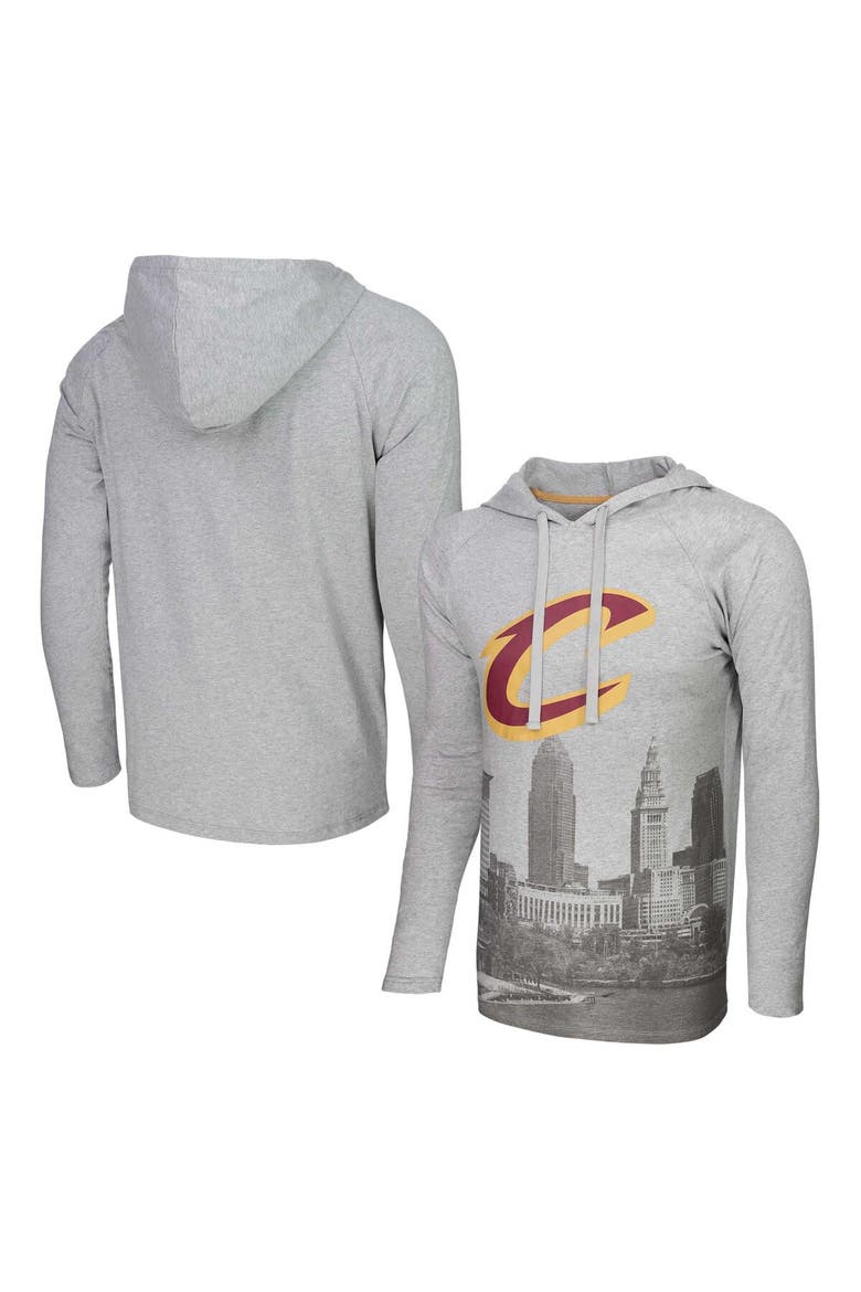 Men's Stadium Essentials Heather Gray Cleveland Cavaliers Atrium Raglan Long Sleeve Hoodie T-Shirt, Alternate, color, Heather Gray