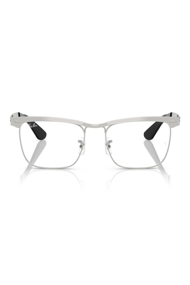 54mm Semi Rimless Square Optical Glasses, Main, color, SILVER