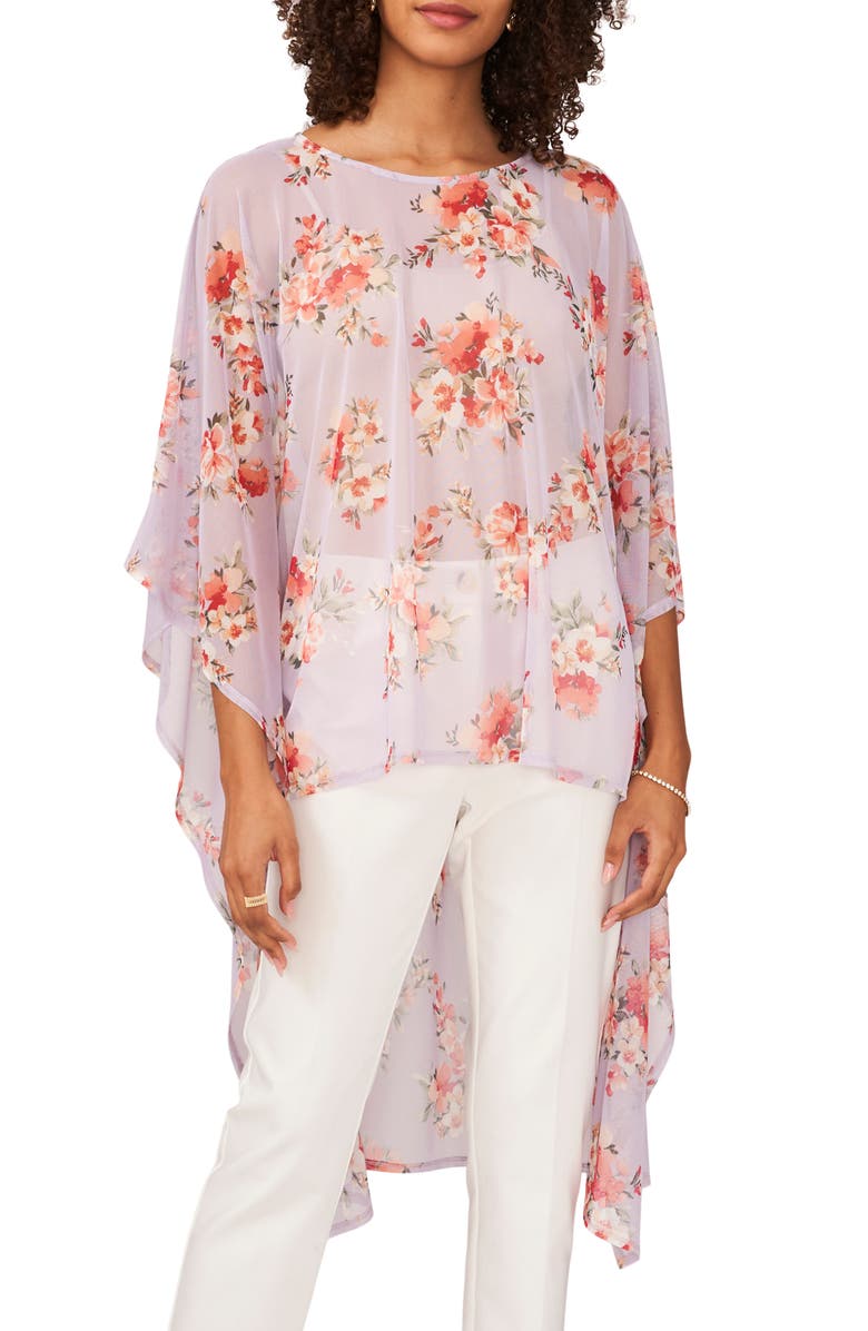 Chaus Floral High-Low Top, Main, color, Lavender 530