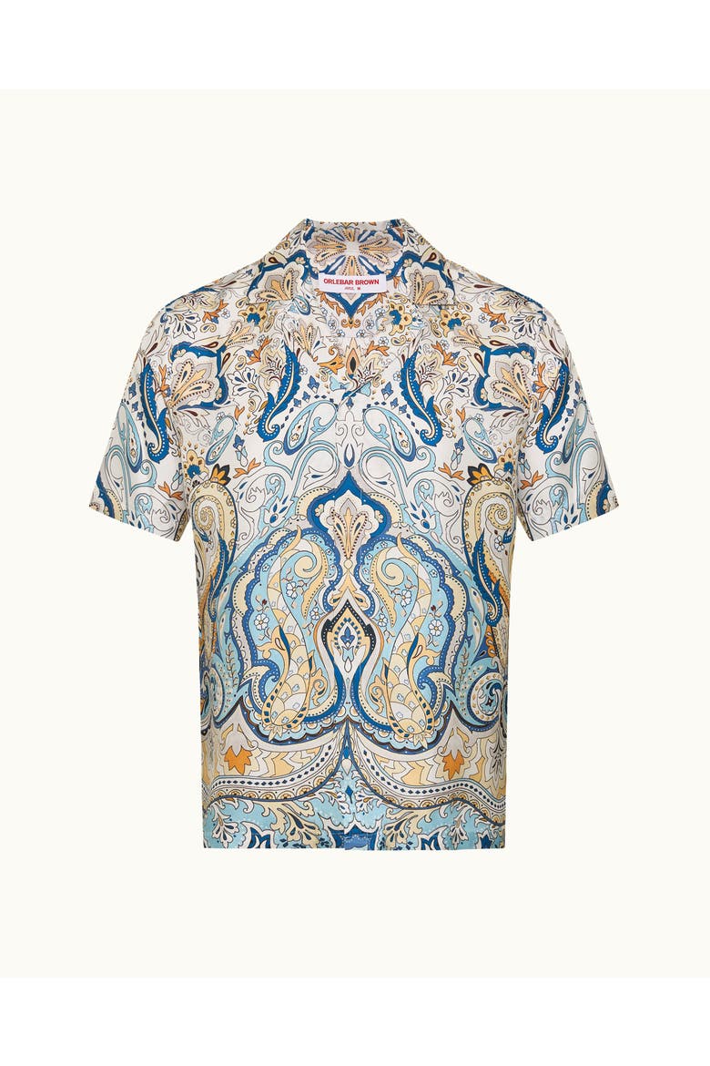 Maitan Silk Relaxed Fit Silk Fairground Shirt, Alternate, color, Multi/Blue