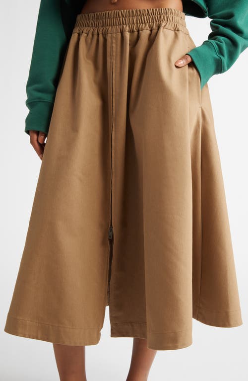 Golden Goose Midi Circle Skirt In Khaki Beige