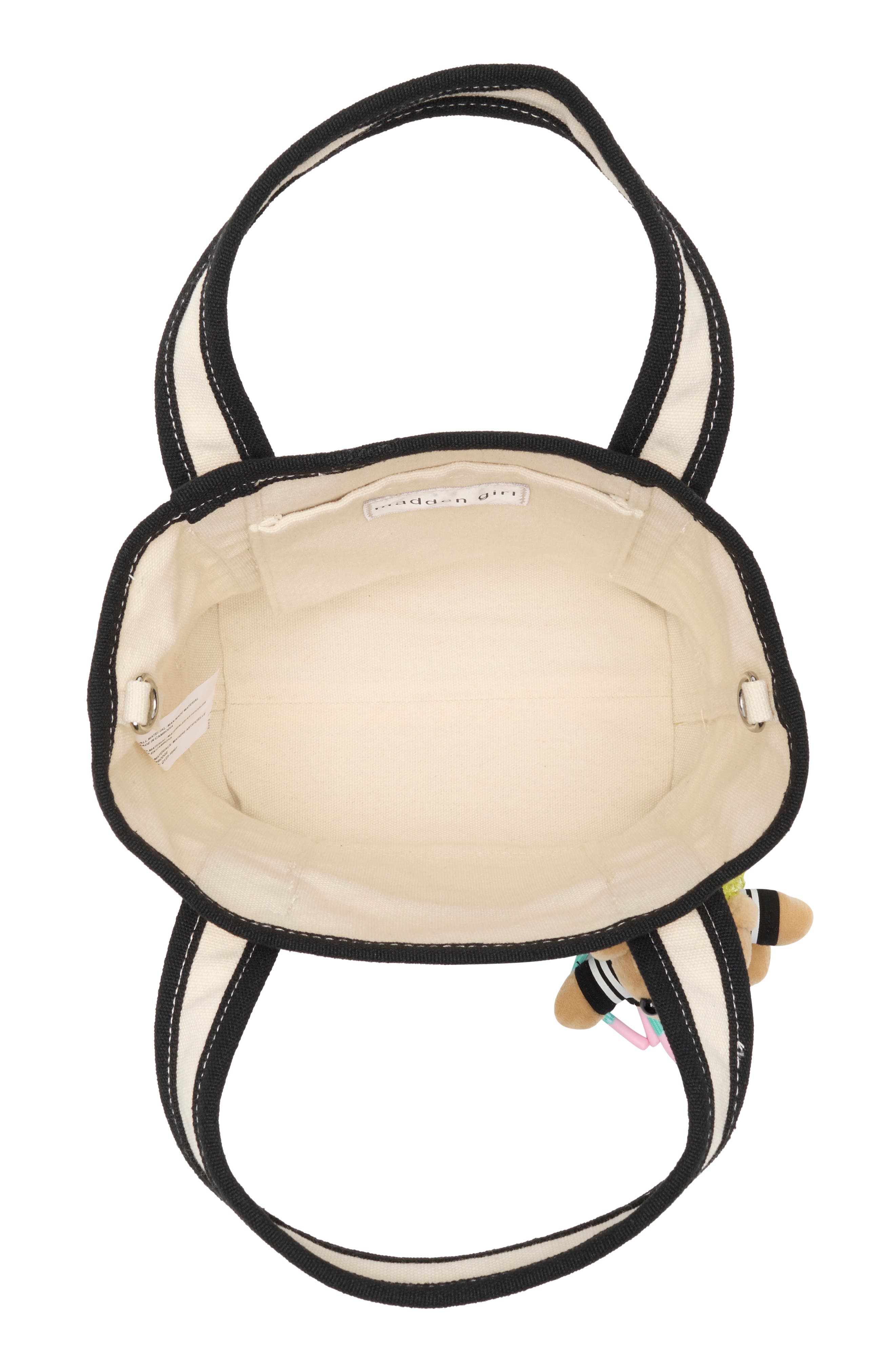 Madden Girl Canvas Mini Tote with Charm, Alternate, color, 