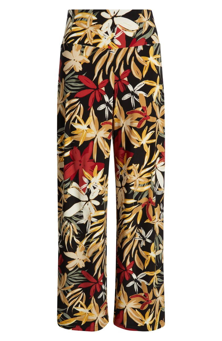 Anne Klein Floral High Waist Pull-On Wide Leg Pants, Alternate, color, 